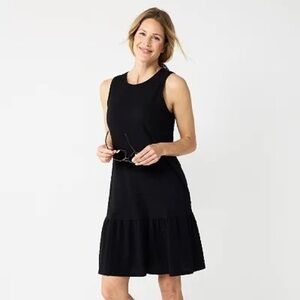 Women's Sonoma Plus Size Black Knit Tank Ruffle Hem Mini Dress